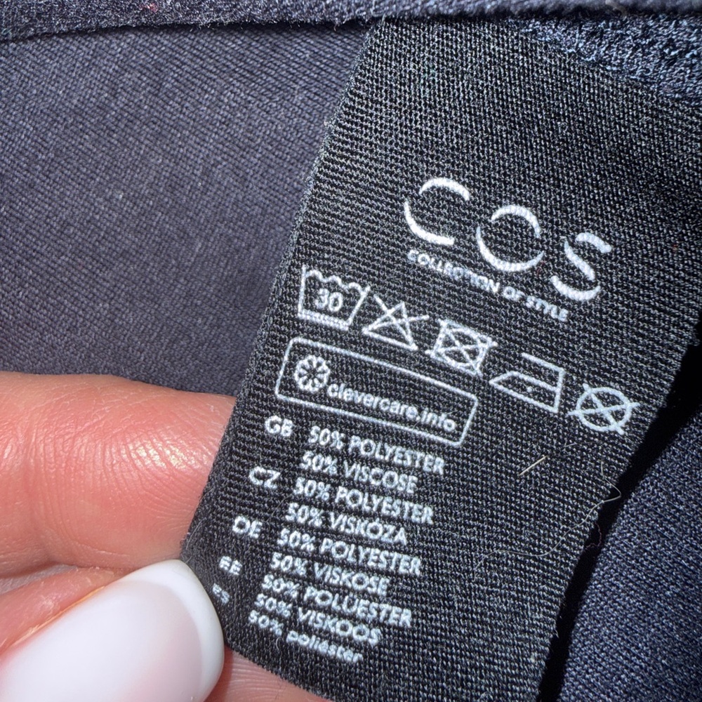 COS Navy Ribbed Funnel Neck Top - Picture 3 of 3